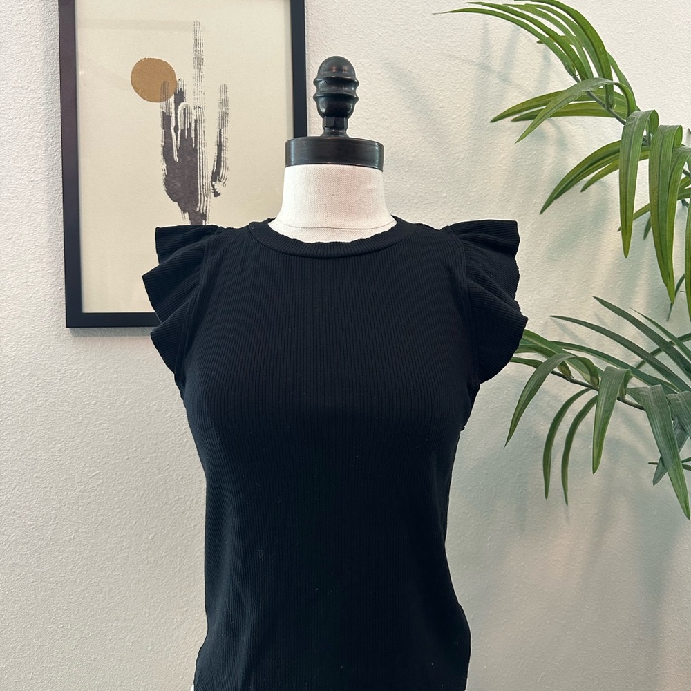 Elegant Black Ruffle Sleeve Top
